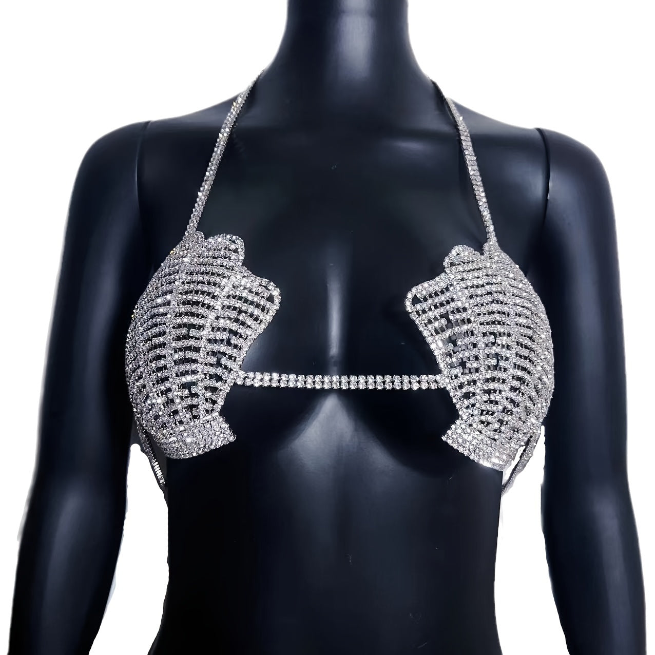 Perfect for Fashionable Ladies: A Dazzling Chest Chain with Rhinestone And A Stunning Hollowed-out Water Diamond Bikini Body Chain, Suitable for Nightclub Accessories
